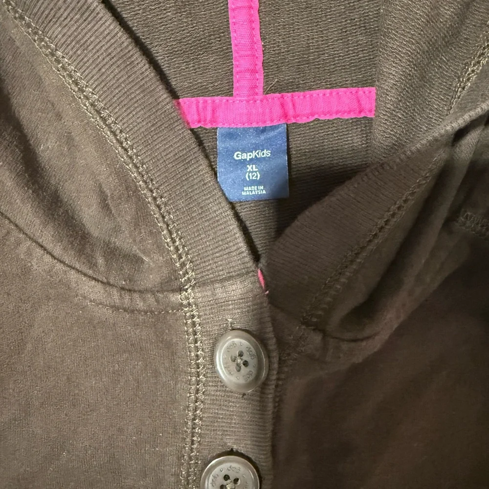Vtg Gap Kids 2000s Brown Hooded Button Up Swim Coverup Sz‎ XL (12) Y2K